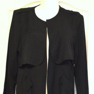 Sejour Minimalist Shawl Contemporary Lagenlook Black Crepe Duster-NWT!